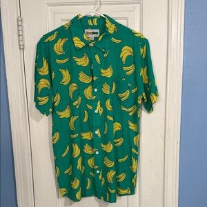 Tipsy Elves Green Banana Print Shirt
